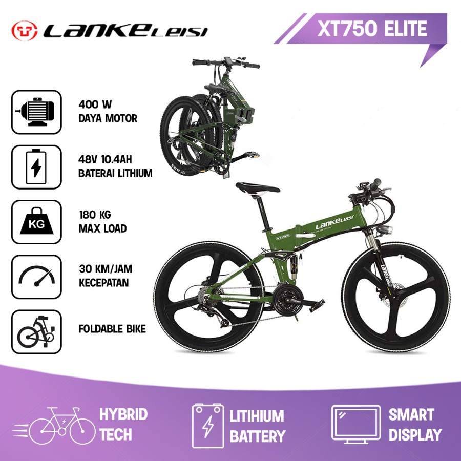 Sepeda Listrik Lipat Elektrik Lankeleisi XT750 Elite Version GreenArmy