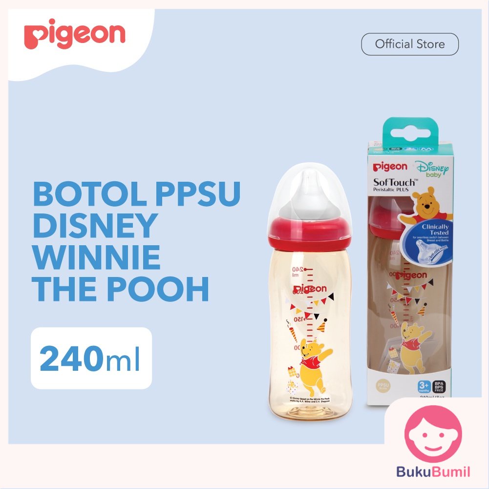 PIGEON Botol Susu PPSU Pooh Disney 240 Ml Perlengkapan Bayi & Ibu Hamil