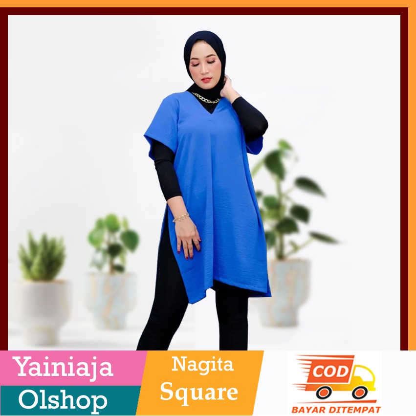 Long Square Nagita Crinkle Aiflow / Baju Atasan Wanita