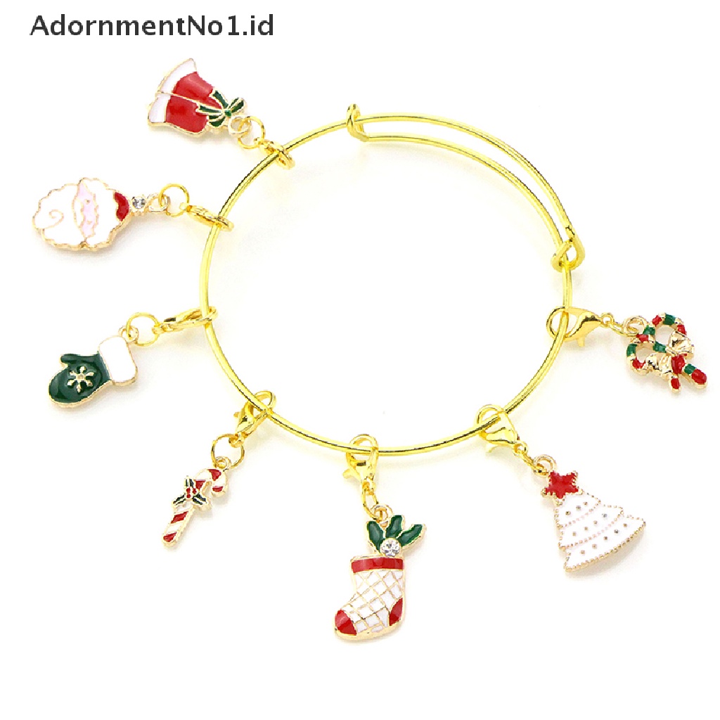 [AdornmentNo1] 5/15pcs Manik-Manik Natal Enamel Campuran Menjuntai Ch Liontin Dengan Lobster Clasp Gantungan Kunci Untuk DIY Gelang Kalung Perhiasan Fingingings [ID]