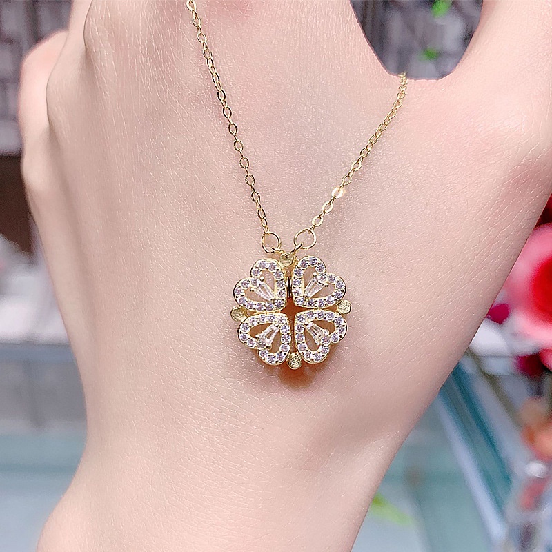 Kalung Titanium Swan Angsa Berlian Kristal Wanita Anti Karat Perhiasan Korea kalung love