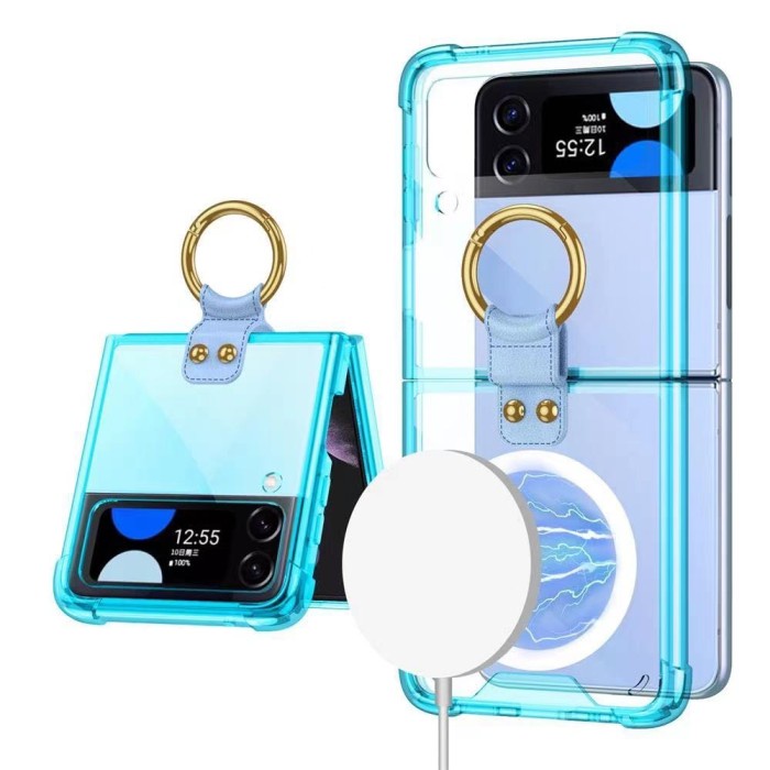 Case Magnet Samsung Z Flip 3/Flip 4 Back Case Transparan Ring Metal