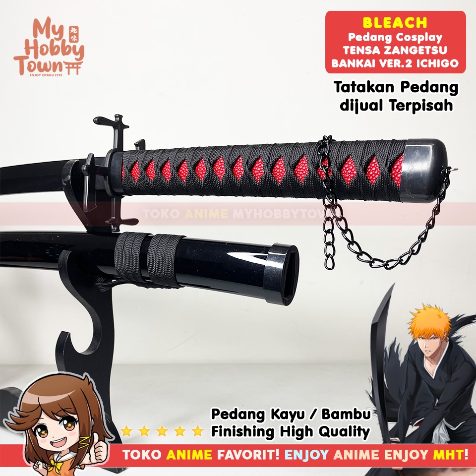 Replika Pedang Kayu Bleach Kurosaki Ichigo Tensa Zangetsu Bankai Ver 2