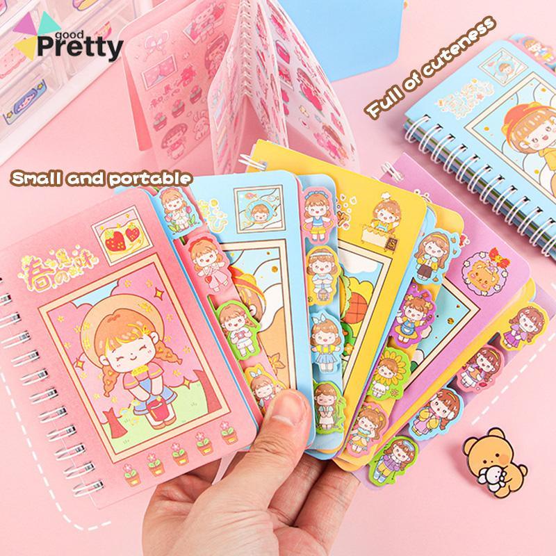 Buku Catatan Lucu Siswa Scrapbook Coil  Buku Portabel  Dengan Stiker Di Dalamnya - PD