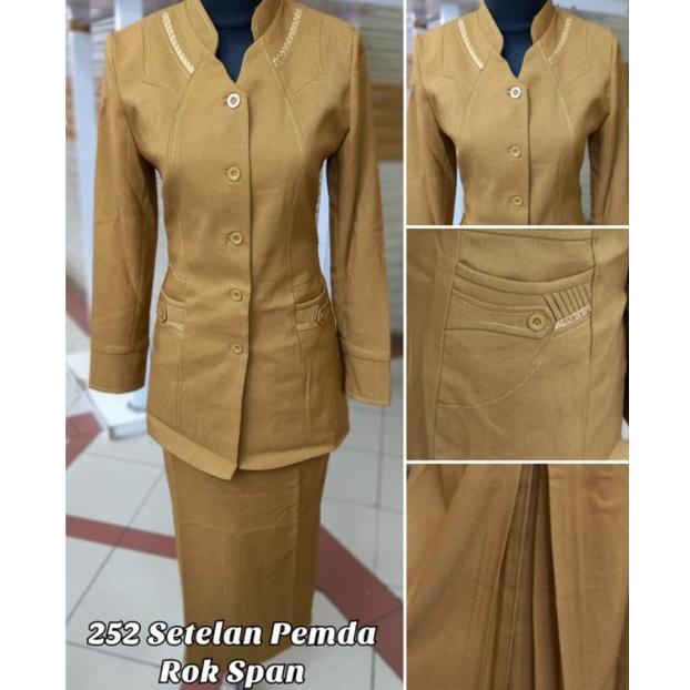 SET BLAZER BAJU SERAGAM PEMDA PNS DINAS WANITA KHAKI KEKI CANTIK MUSLIMAH MURAH AZKIA PEGAWAI NEGRI 
