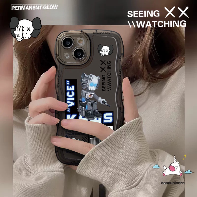 Untuk Vivo Y02s Y36 Y02T Y33s Y35 Y20 Y02 A Y16 Y15s Y11 Y22 Y17 Y15 Y22s Y21 Y21s Y12 Y75 V20 V21 V25E V25 Y12s Y91C Y12i Y15A Y91 Y30 Trendy Kaws Violent Beruang Tepi Bergelombang Soft Case