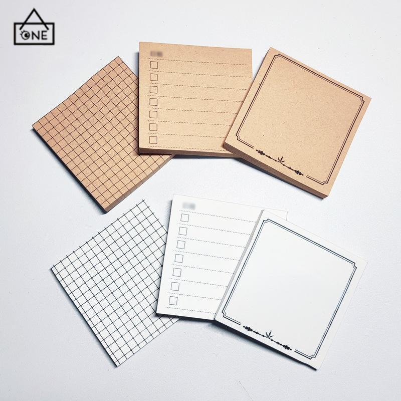 COD❤️Sticky Note Memo Brown White Retro Sederhana Korea Sticky Note Alat tulis-A.one