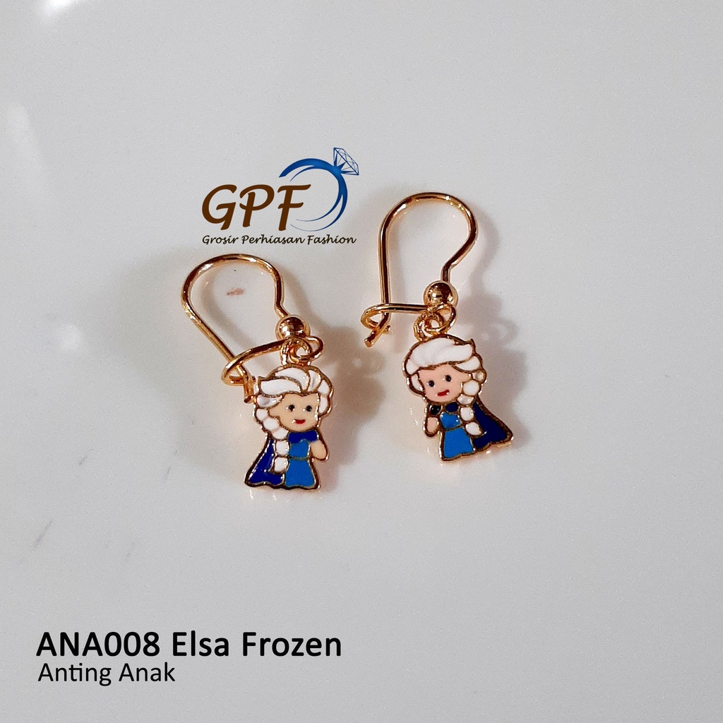 Anting Anak Frozen Elsa Emas Perak ANA008 hook jual titanium