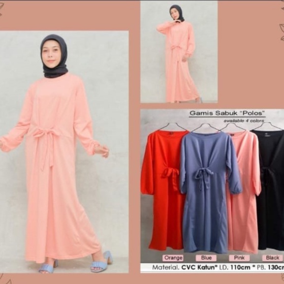 Gamis Remaja Tali Polos Bahan CVC Katun/ Gamis Casual/ Gamis Sehari hari