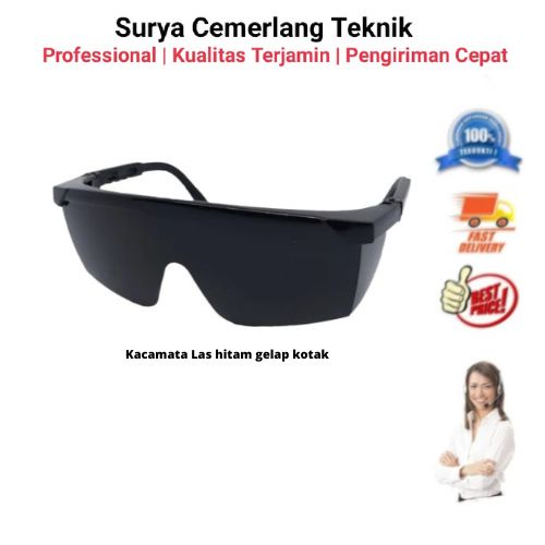 Kacamata Las Safety hitam gelap safety glasses