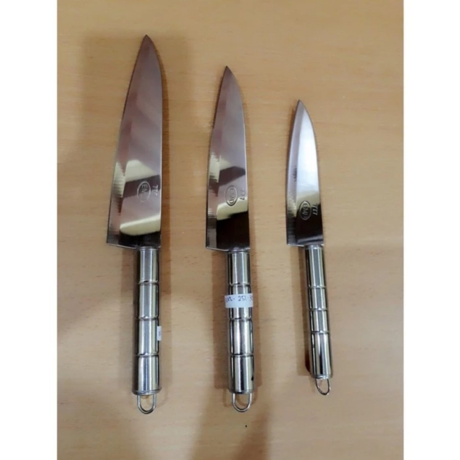 Pisau Dapur 5 Inch Gagang Stainless Steel - Pisau Baja Tajam Chef Knife