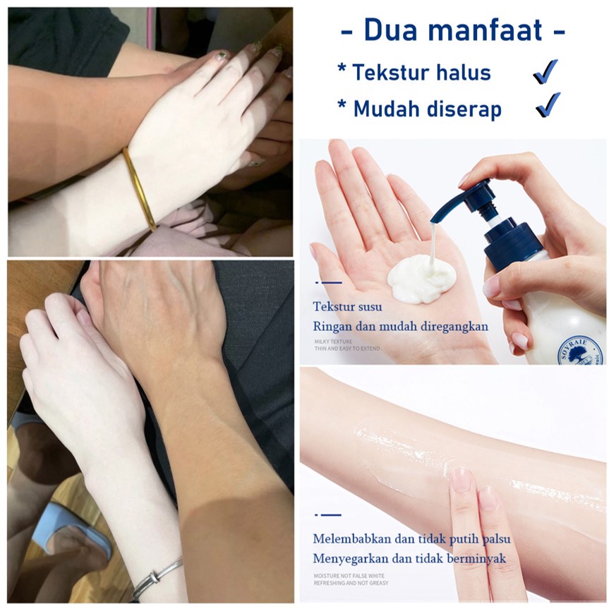 lotion pelembab tubuh brightening body lotion Pemutih permanen Krim pemutih 300ML niacinamide whitening/Meredakan kulit kering dan kusam