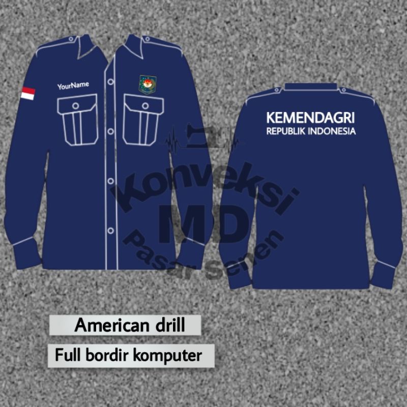 kemeja eksklusif Kemendagri/seragam eksklusif kemendagri full bordir/kemeja pdh Kemendagri full bord