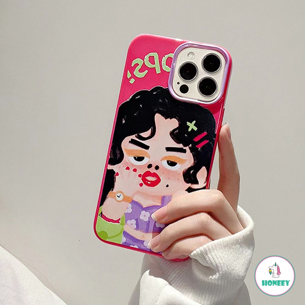 Soft Case TPU Glossy Motif Graffiti Wanita Emoji Untuk IPhone 14 13 12 11 Pro Max