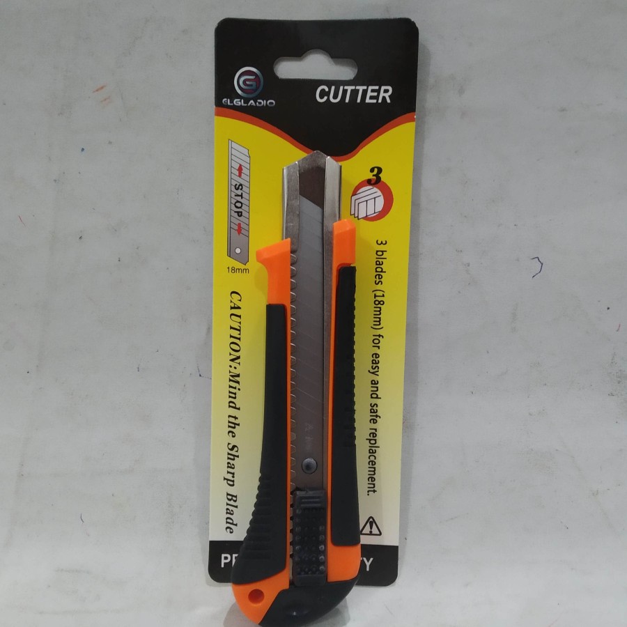Pisau Cutter Kater Besi autolock gagang lapis karet