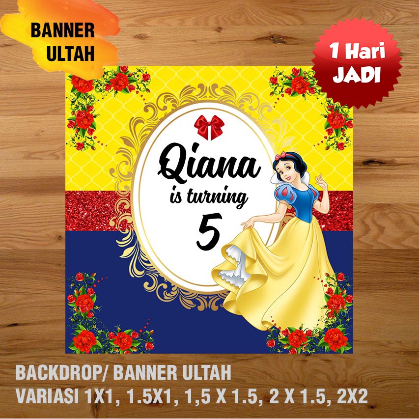 SNOW WHITE BANNER/ BACKDROP/ SPANDUK ULANG TAHUN UL-TAH
