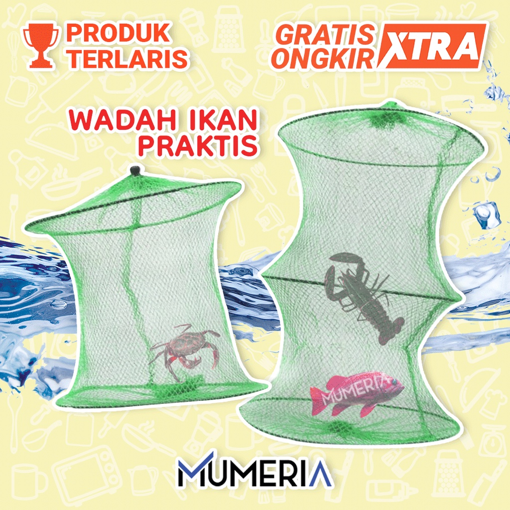 Jaring Korang Keramba Koja Wadah Tempat Tampung Bulat Lipat Pancing Tangkapan Ikan Udang Kepiting Lobster Fishing Net Foldable 2 3 4 Layer Ring