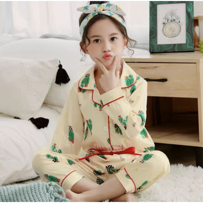 Baju tidur piyama anak Satin import / piyama anak perempuan satin