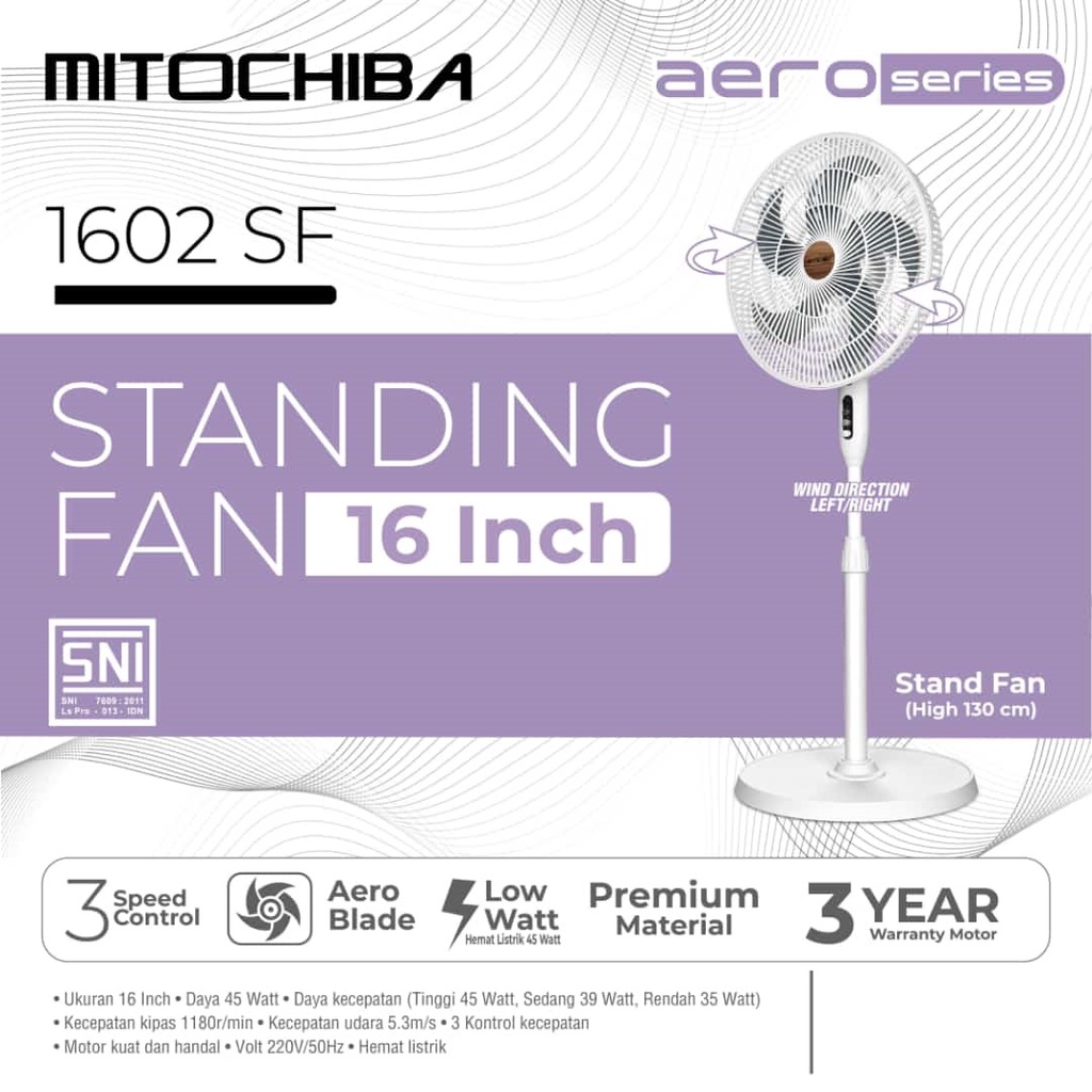 Mitochiba Kipas Angin Aero Series 1602 SF (STAND FAN) Garansi Resmi