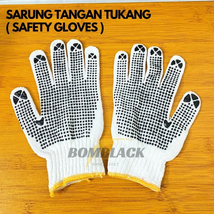 Sarung Tangan Tukang Las Safety Glove Benang Kain Aman BINTIK Karet MURAH