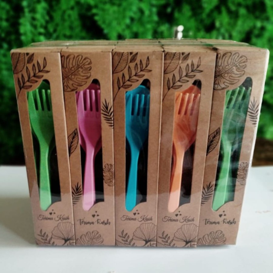 Souvenir Sendok Set Travel Lokal Kemas Box Rustic