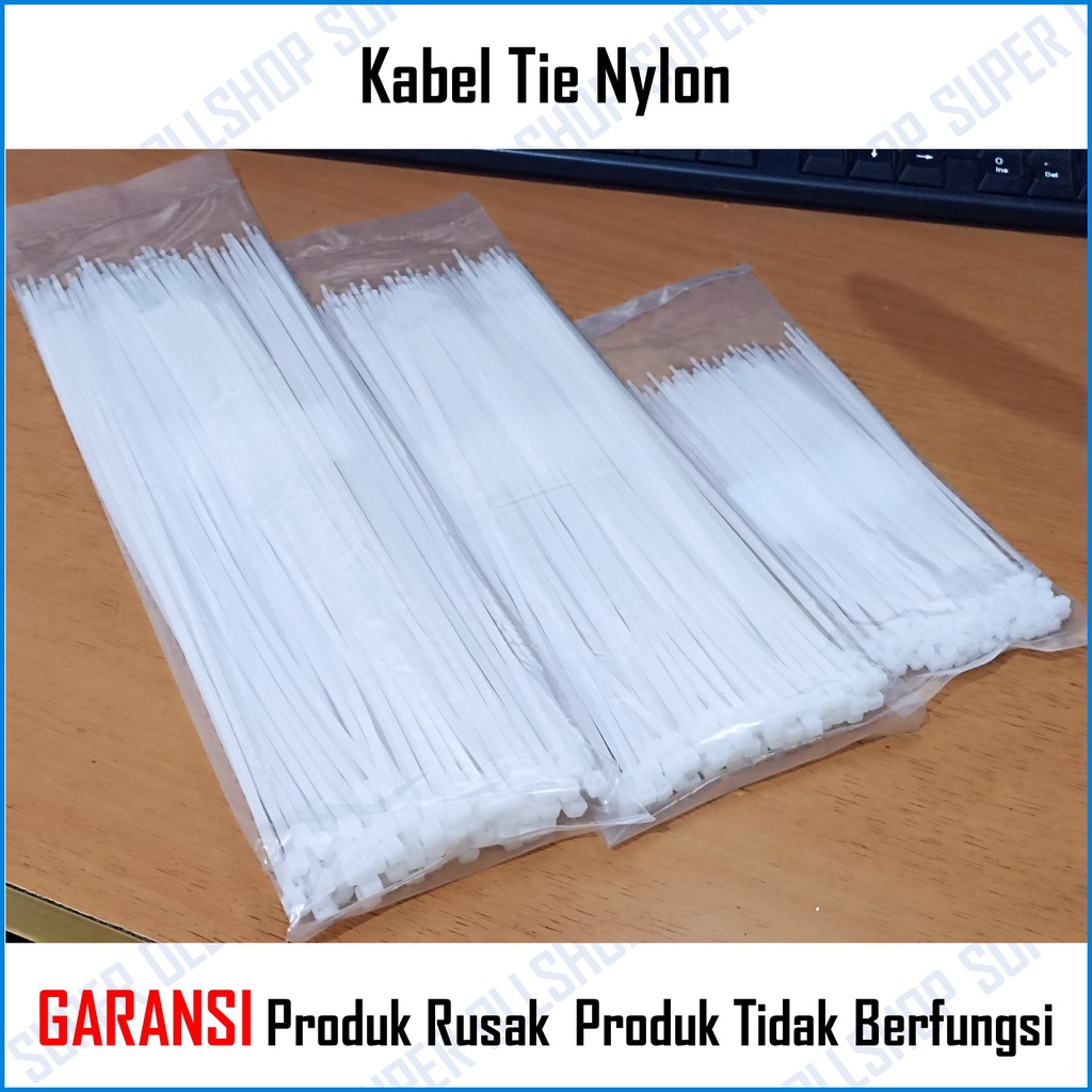 Tali Kabel Ties Tie Tis / Cable Tie Tali Kabel Ties Tis Serut Listrik Putih Hitam 1 Pack Isi 100 Pcs