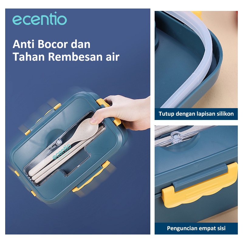 ecentio lunch box tempat makan anti tumpah kotak makan dengan free sendok Kotak bekal makan siang BPA Free