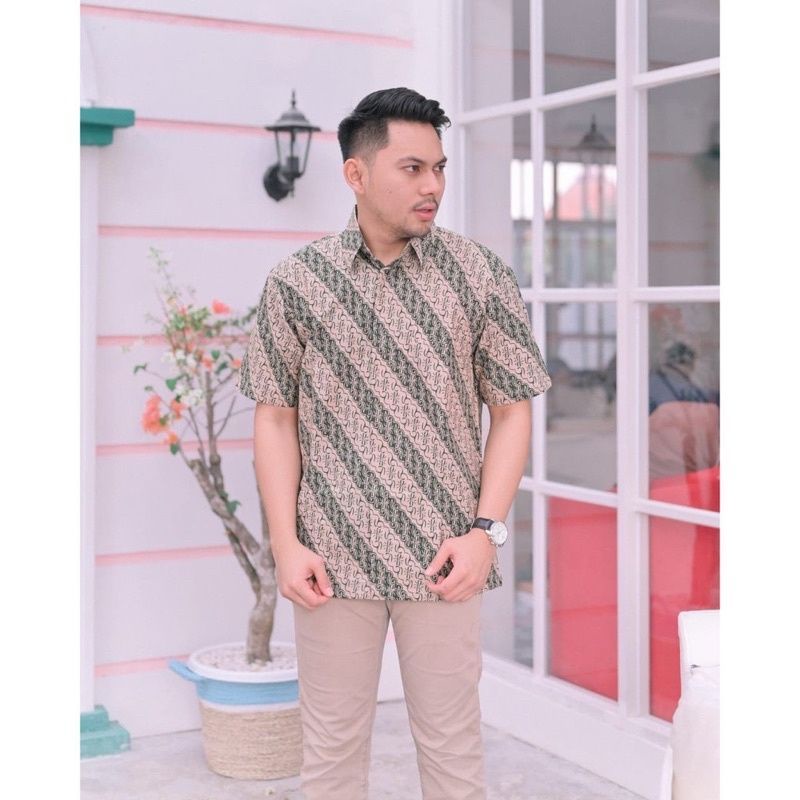 PARANG HIJAU SAGE kemeja Batik Pria Lengan Panjang SLIMFIT Lapis Furing Premium Modern Full Furing Katun Halus