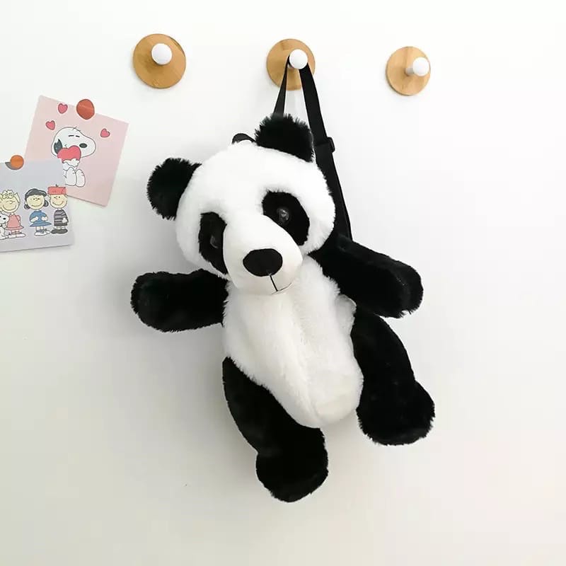 Abraar Kadabra Tas Ransel Anak lucu Boneka Panda bahan bulu import Backpack wanita karakter
