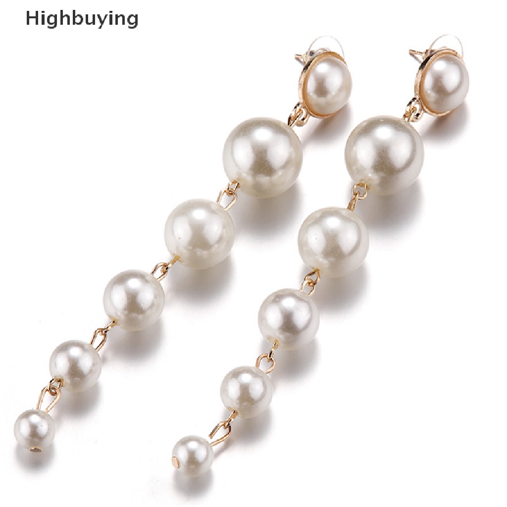 Hbid Lady Elegan Ear Stud Mutiara Rumbai Panjang Statement Menjuntai Drop Earrings Perhiasan Glory