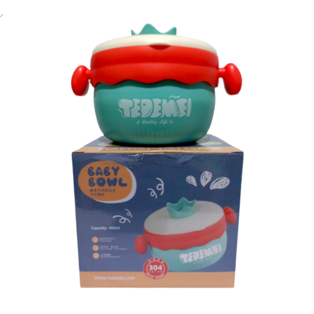 DEOSOFFICIAL -- KOTAK MAKAN STAINLESS STEEL 400ML 304 BABY CUP BOWL/KOTAK MAKAN BAYI ANAK KODE 6129