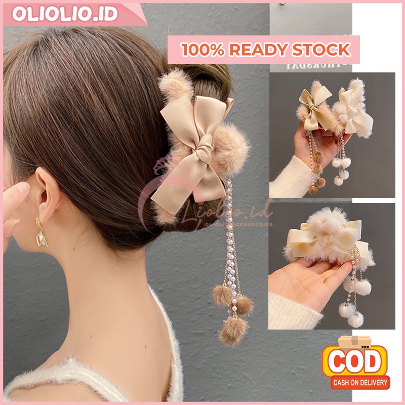 Jepit Rambut Jedai Korea Perempuan Dewasa Pita Rumbai Pompom Aksesoris Hiasan Rambut fashion korea Import  AK181