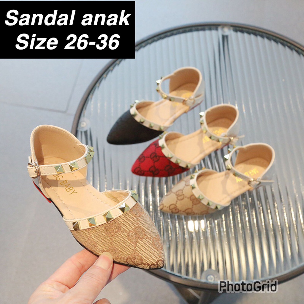 (LOLI-JKT) 611 SANDAL ANAK PEREMPUAN MODEL RIVET TERBUKA SIZE 26-36