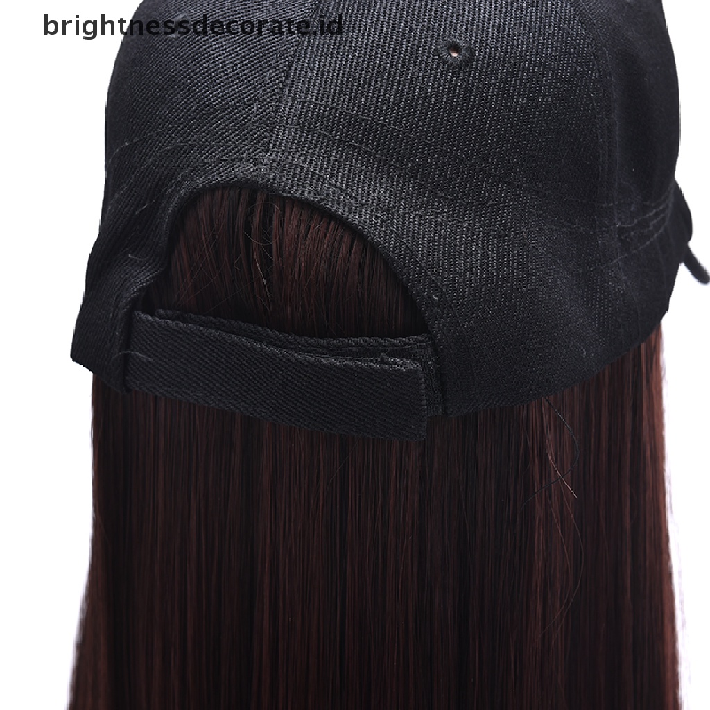 [Birth] Topi Baseball Wanita Wig Rambut Sintetis Fashion Gadis Rambut Panjang Wig Topi Lurus [ID]