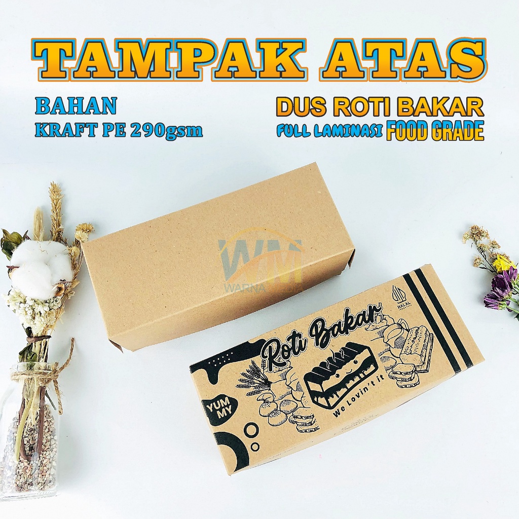 Dus Box Roti Bakar Bandung  20x8x8 / Kotak Roti Bakar 20x8x8 / Box Roti Bakar 20x8x8 Kraft Laminasi / Bungkus Roti Bakar Food Grade Anti Minyak / Kemasan Roti Bakar Bandung Bakar