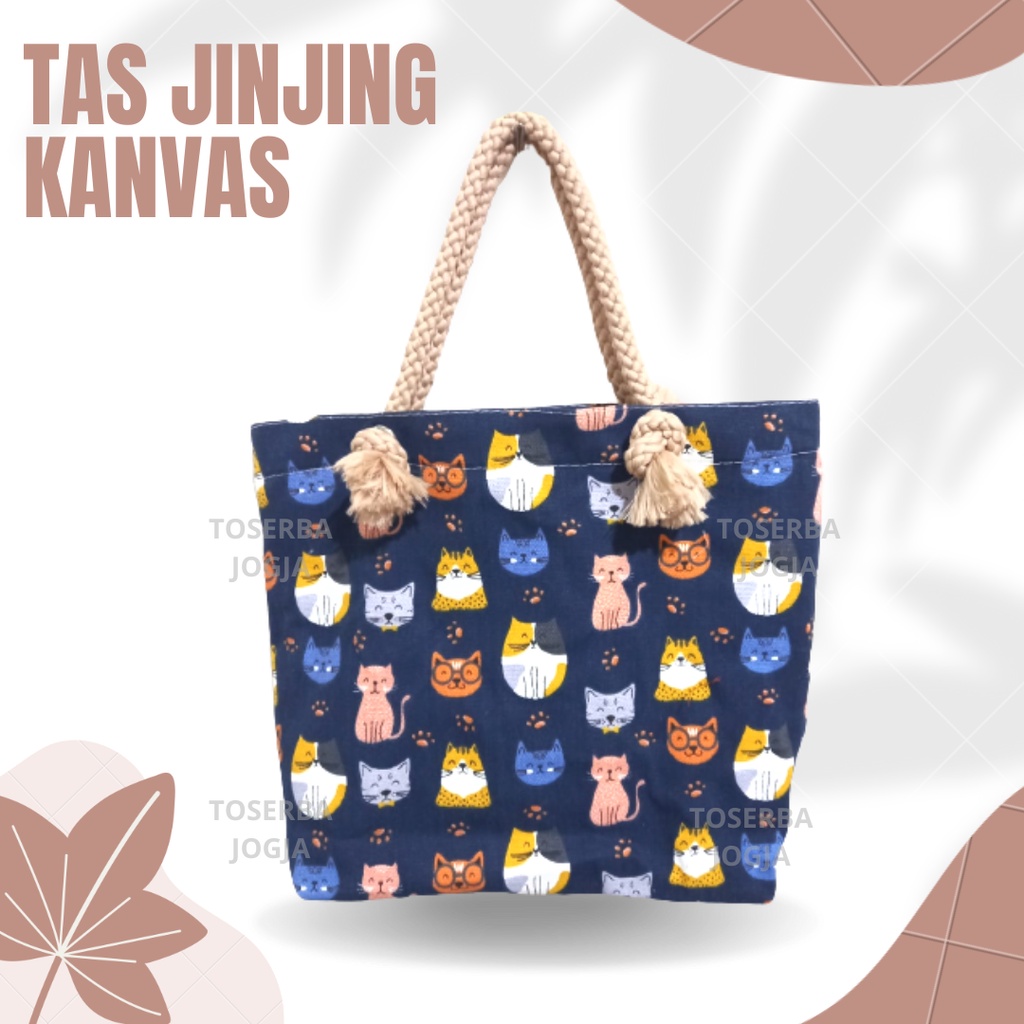 HandBag Kanvas KECIL / Tas Mukena Mini / Totebag Tali Sumbu