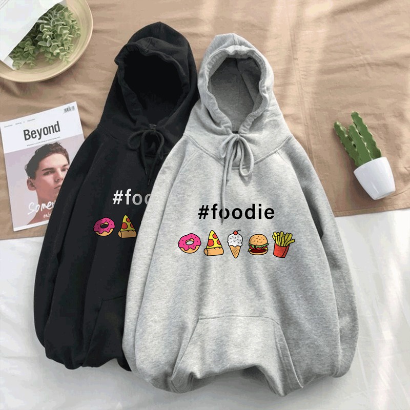 Parisdivarious Sweater Hoodie Jemper Foodie Bahan Fleece Size S - XXL (Pria &amp; Wanita)