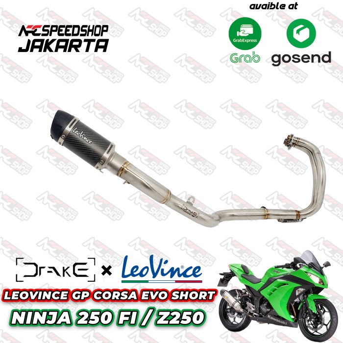 Header R9 Drake Kawasaki Ninja 250Fi + Silencer Leovince Series #Original