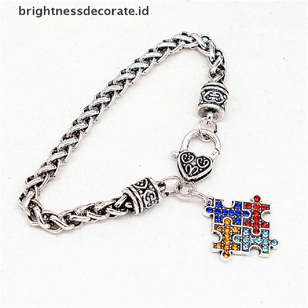 [Birth] Autism Rhinestone Bracelet Gelang Tali Bangle Bracelet Gelang Rantai Twist [ID]