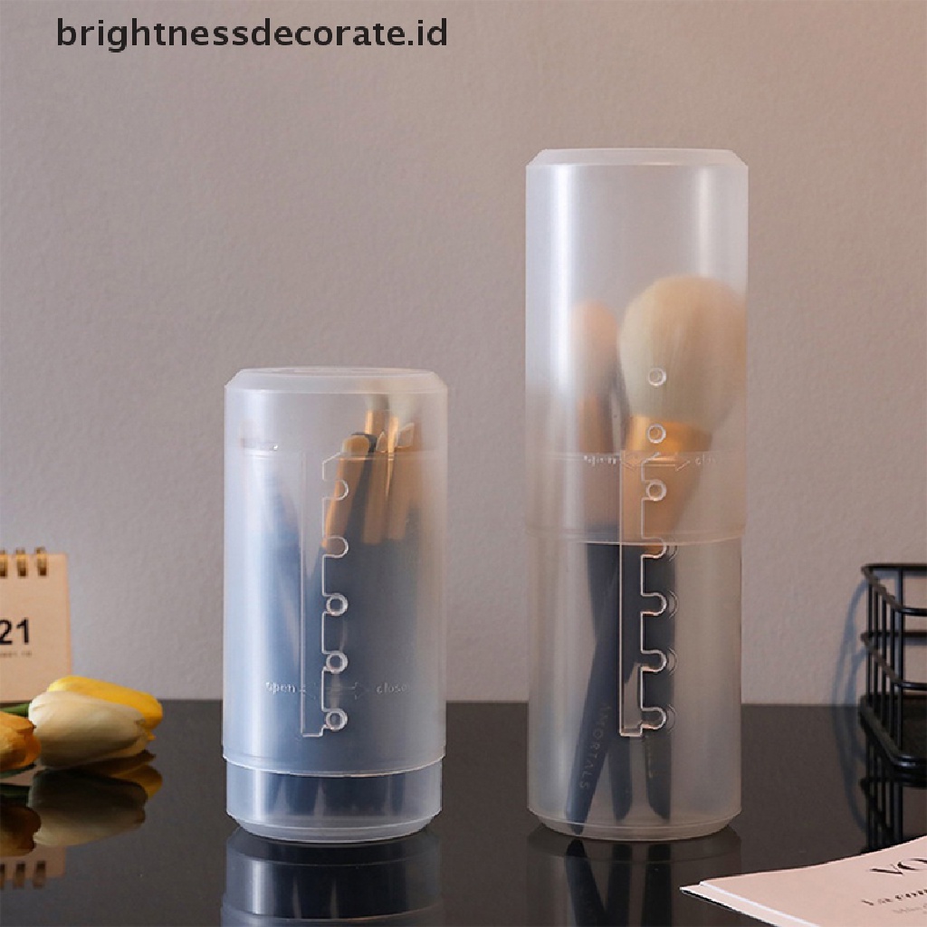 [Birth] Adjustable Height PP Makeup Brush Holder Display Penyimpanan Cangkir Organizer Dengan Tutup [ID]