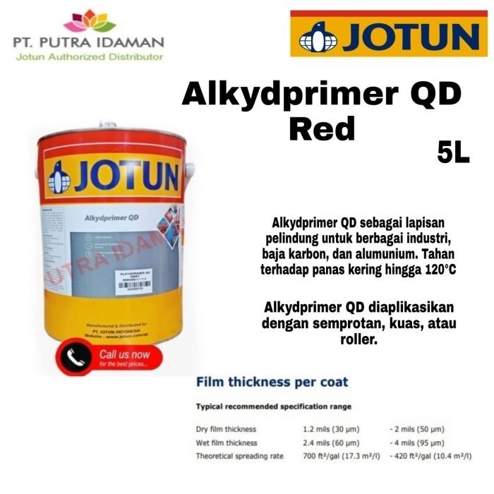 Ready oke] JOTUN CAT KAPAL / ALKYDPRIMER QD RED 5 LTR / CAT KAPAL MENI BESI