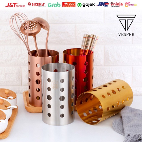 

Promo chopstick stainless holder / tempat wadah sendok sumpit alat masak - HOLDER SILVER Murah