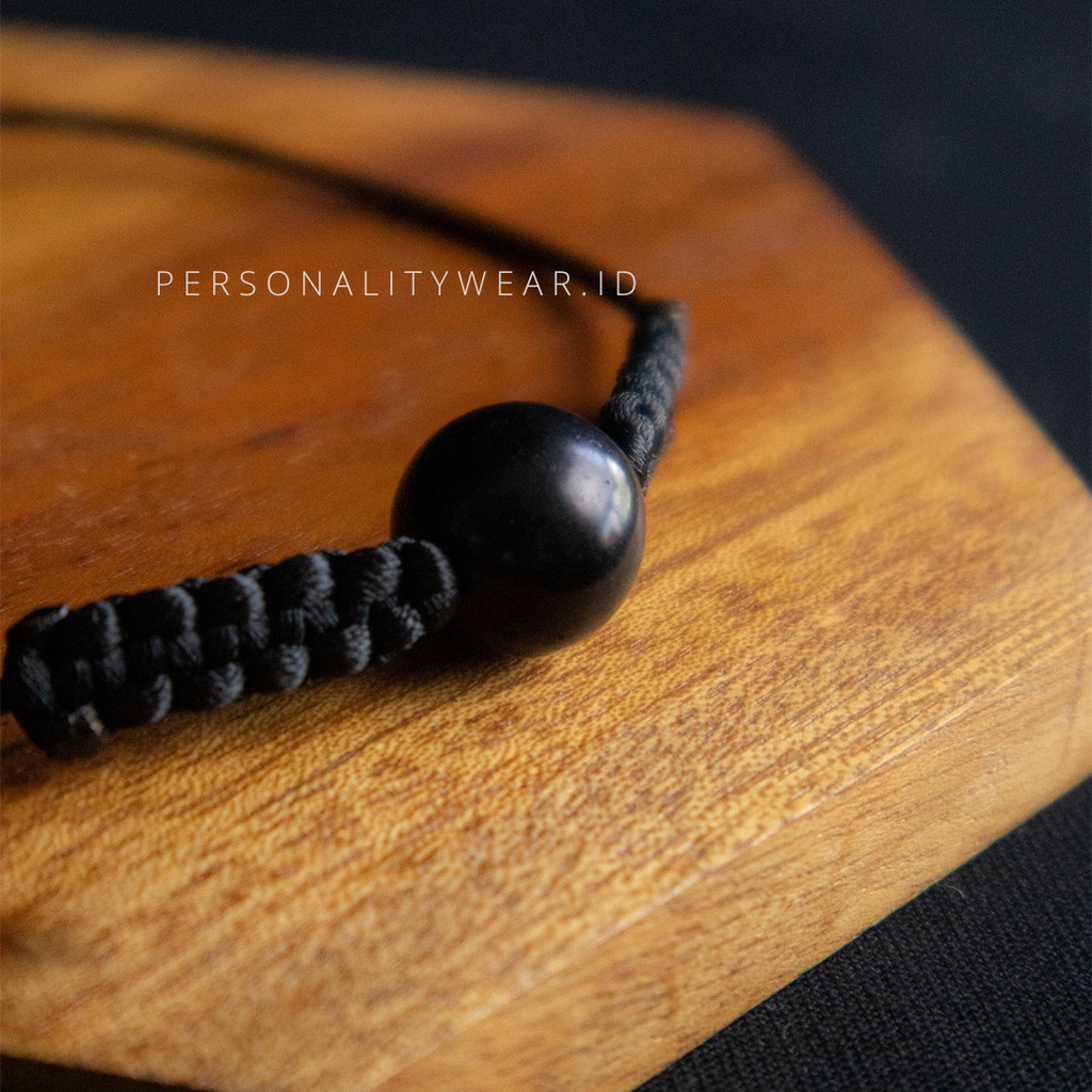 Gelang Tali Kepang Serut Simple Pria Wanita Kayu Kokka Kaukah Kaokah Koka ASLI Hitam Original