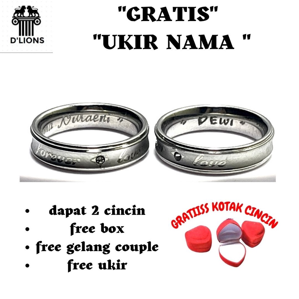 CINCIN FOREVER LOVE TITANIUM FREE UKIR NAMA,ANTI KARAT DAN TIDAK GATAL,CINCIN PASANGAN TITANIUM PRIA DAN WANITA GRATIS UKIR NAMA,GRATIS BOX