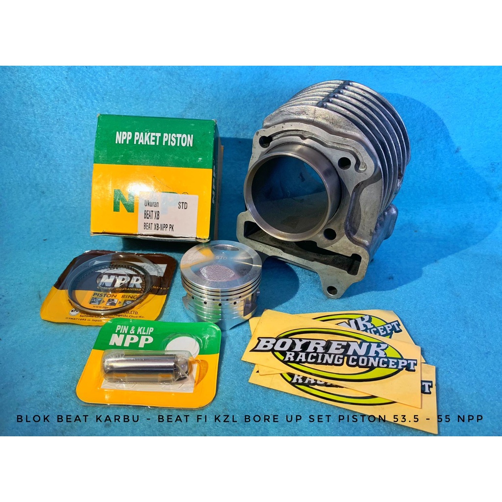 CYLINDER BLOK BEAT KARBU KVY BEAT FI KZL BORE UP 130CC - 150CC PISTON 53.5- 55.5 BOYRENK RACING