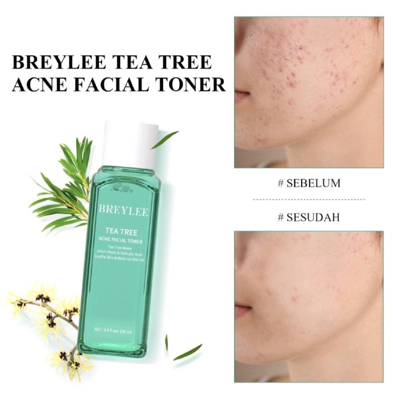 BREYLEE TEA TREE ACNE FACE TONER / TONER BREYLEE - PEMBERSIH KOMEDO