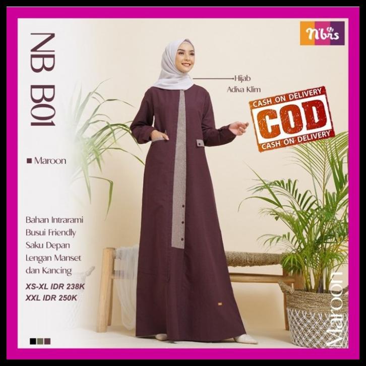 Baju Gamis Nibras Couple Terbaru 2021 Muslim Promo Nb B01 Ori Original