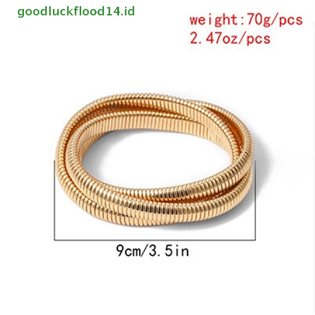 [GOOGFOUR] Punk Rantai Ular Spiral Twist Gelang Cubic Zirconia Bangle Wanita Fashion Perhiasan [TOP]