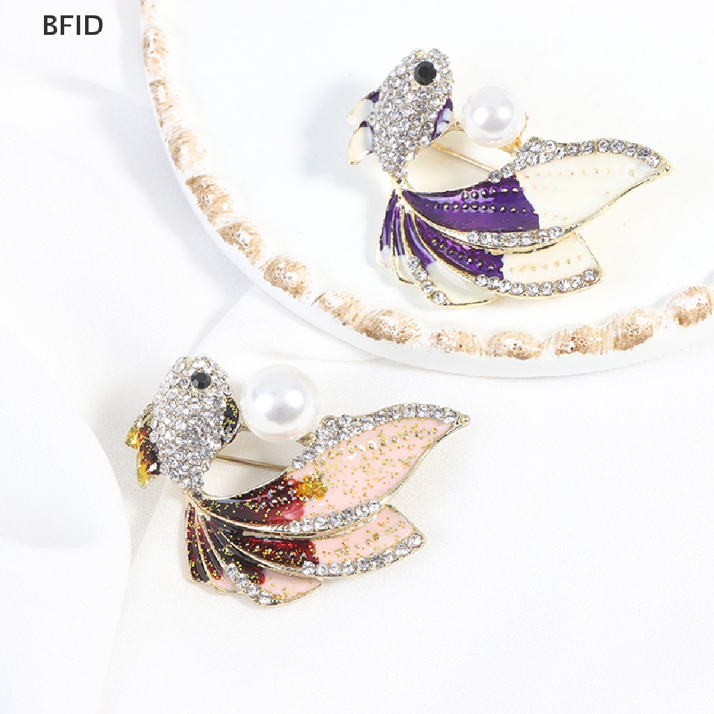 [BFID] 1pc Kristal Berlian Imitasi Ikan Mas Bros Wanita Brooch Pin Aksesoris Pakaian [ID]