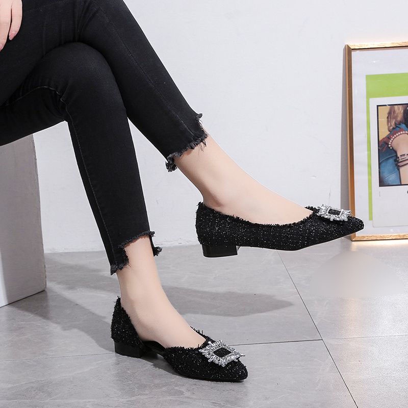 RYX - Fluttering Snow Sepatu Slip-On Heels Hak Wanita Fashion Casual / Pesta - Ori Import